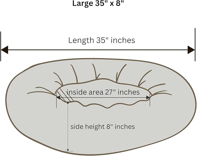 Organic Cotton Canvas Dog Bed: Removable Cover, Natural Fill - Made in USA (Medium Brown, Large 35" x 8" inches)