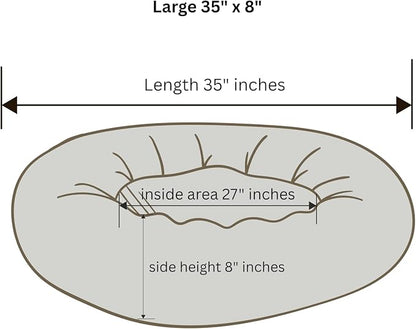 Organic Cotton Canvas Dog Bed: Removable Cover, Natural Fill - Made in USA (Medium Brown, Large 35" x 8" inches)