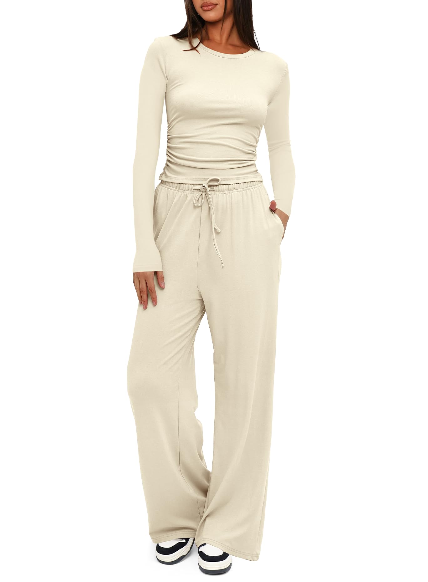 Darong Women's 2 Piece Sets 2025 Fall Outfits Long Sleeve Wide Leg Tracksuits Casual Lounge Set Matching Sets