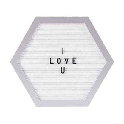 Melannco Felt Letter Board, Hexagonal, with Letters & Numbers, for Announcements, White & Silver