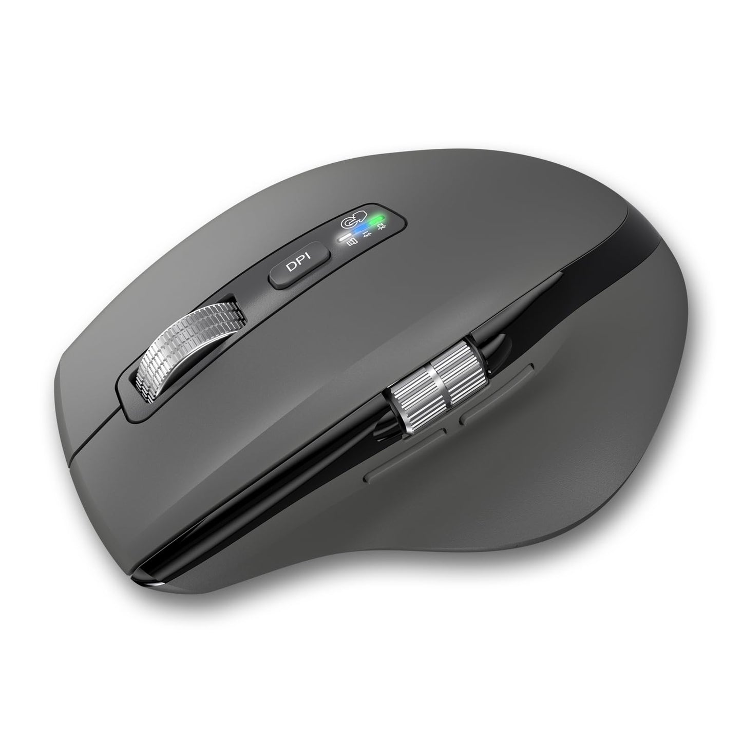 Wireless Side Scroll Mouse with Multi-Device, Ergonomic Computer Mice with Smart Flying Scroll, Quiet Click for Computer, Laptop, iPad, Tablet, MacBook (Grey)