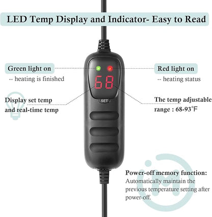 HITOP Compact Submersible Aquarium Heater -100w Digital Heater for Fish Tank Turtle Tank, for Saltwater and Fresh Water with Temperature Controller