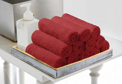 Avalon Towels Cotton Washcloths 24-Pack – 12 x 12 Inch Red Super Soft &