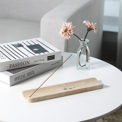 Koville Marble Incense Holder, Incense Holder for Sticks, Incense Sticks Holder Ash Catcher for Meditation Yoga SPA, Natural Stone Incense Burner, Home Table Decor (Travertine)