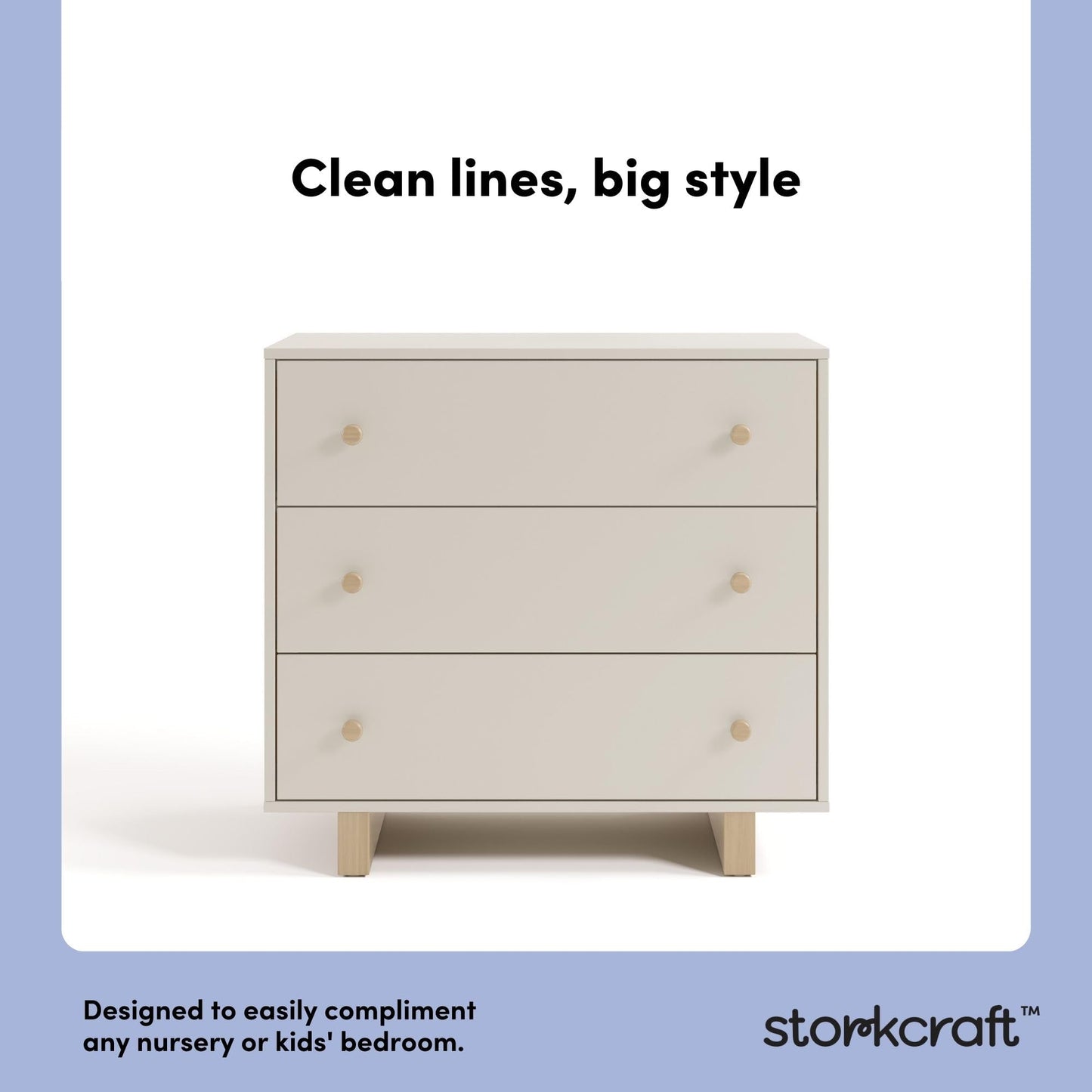 Storkcraft Texas 3 Drawer Chest with Removable Changing Table Topper (Frosted Oat/Driftwood) – GREENGUARD Gold Certified Baby Dresser, Interlocking Drawer System for Nursery & Kids’ Bedroom Dresser