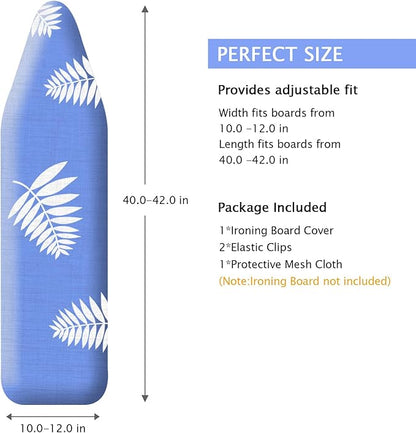 SheeChung 12x42 Inch Ironing Board Cover and Pad -100% Cotton and Heavy-Duty
