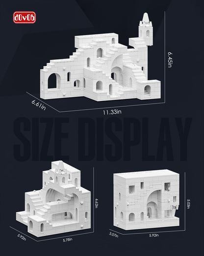 dOvOb 668PCS White Castle Building Blocks, Architectural Model Kit for Adults, Transformable & Collectible Display Set, Challenging Construction Toy for Teens and Adults
