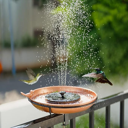 DREAMSOUL Deck Mounted Bird Bath, Metal Bird Bath with Sturdy Steel Clamp, 12" Birdbath for Railing Balcony Garden Decoration