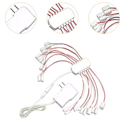 kowaku 3V 2A Power Supply US Plug 12 Ports Convenient Compact Wiring Power Cable for Miniature Garden Model Hobby Train Street Light