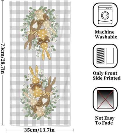 Spring Hand Towels, 2 Packs Buffalo Plaid Easter Bathroom Towels Soft