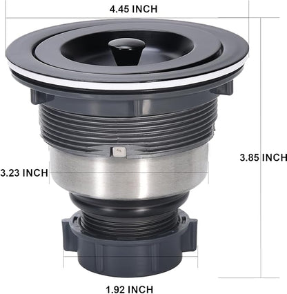 Kitchen Sink Drain 3-1/2 Inch Black Sink Drain Assembly Kit, Removable Deep
