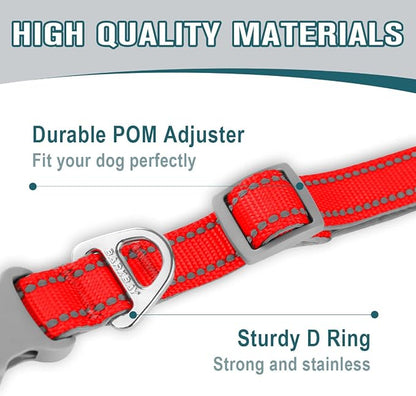 Dog Collar for Medium Small Large Dogs Reflective with Leash,Collar and Leash for Dogs,Soft Neoprene Padded 2 Pack(Red,M)