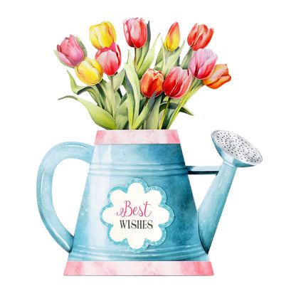 Katy Sue Watering Can Blossoms & Blooms Card Making Kit. 8 Shaped Cards, 3 Sheets of Floral Die Cut Decoupage, 8 Envelopes, Adhesive Foam Pads, & Instructions. For Card Making Supplies & Card Crafting