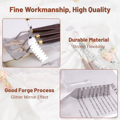 14Pcs Palette Knife Set, FHDUSRYO Stainless Steel Painting Knife, Painting Spatula Pallet Knives with Wood Handle, Oil Painting Accessories for Color Mixing, Oil, Canvas, Acrylic Painting