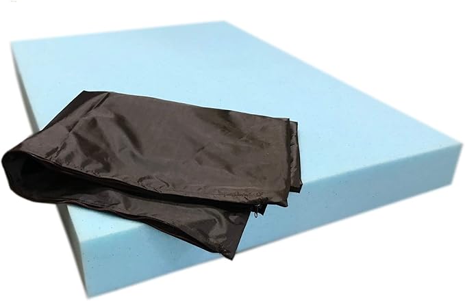 High Density Solid Blue Cooling Gel Infused Memory Foam Pad Dog Pet Bed + Internal Waterproof Cover (55x37x4 Inches (2pack))