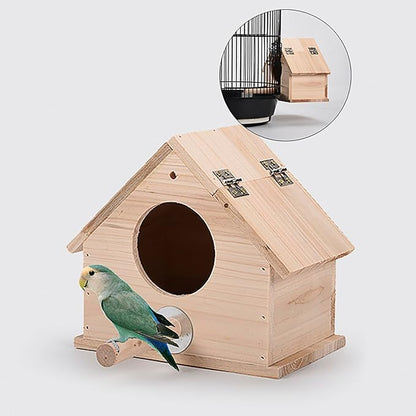 OMEM Wooden Parrot Breeding Box Birds Nests Parrot House Wooden Breeding Box Birdcages Stand Accessories