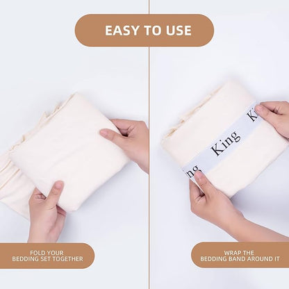 4PCS Bed Sheet Organizer Bands, Storage Labels and Sheet Keepers