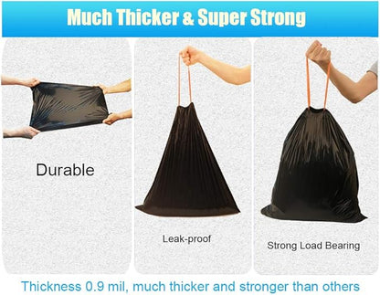 10 Gallon Drawstring Trash Bag Garbage Bag Trash Can Liner, 0.9 Mil