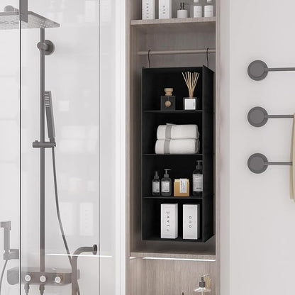 Hanging Closet Organizer, Easy Mount Foldable 4-Shelf Hanging Closet Wardrobe