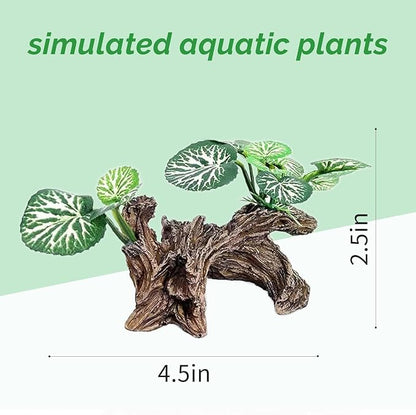 Fish Tank Decorations, Artificial Driftwood with Plants Aquarium Decor Ornaments for Betta Fish Hideout, Natural Aquarium Decoration Adds Color and Shelter