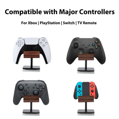 NIRVASH Walnut Controller Holder for Desk – Premium Wood Gaming Controller Stand for Xbox, PS5, PS4, Cool Gamer Gifts for Men, Husband, Boyfriend, Gaming Room Organizer(2 Pack)