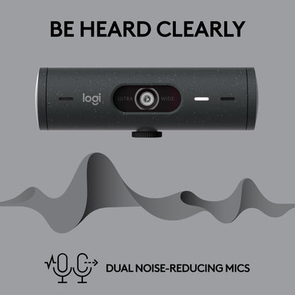 Logitech Brio 505 Full HD 1080p Webcam with auto Light Correction, framing, Dual Noise Reduction mics, Privacy Shutter - Works with Teams, Meet, Zoom, TAA Compliant.