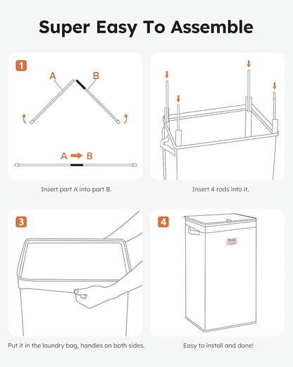 SOLEDI Laundry Hamper with Lid 100L Large & Tall Collapsible Laundry Basket