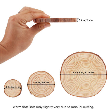 Natural Wood Slices, Tiberham 21 Pcs 1.2-3.9 Inches Unfinished Wooden Circles Round Rustic Wood with Bark, Solid Log Discs Craft Wood Kit for Arts DIY Crafts Christmas Home Decorations
