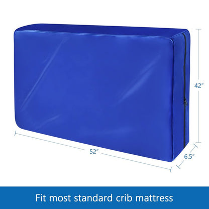 Crib Mattress Bag Waterproof, Heavy Duty Crib Mattress Moving Bag with Strong Zipper, Reusable Mattress Cover for Moving, Blue