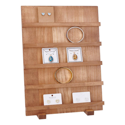 NBEADS 5 Tier Earring Card Display Stands, Wooden Jewelry Display Stand Rack Removable Shelves Rack Earring Display Holder for Displaying Selling Bookmarks Stickers Jewelry Keychains,11.2x5.5x15.2Inch