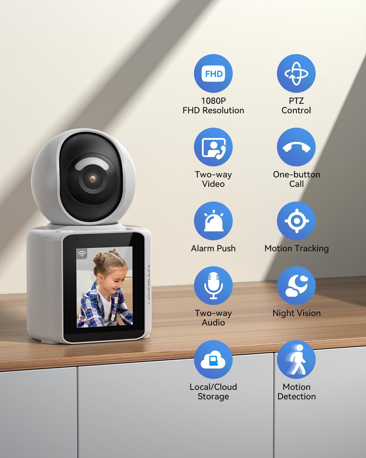 TMEZON Video Pet Dog Camera Indoor Two Way Wireless Security Camera Monitor 1080P with Phone app and Motion Detection,Baby/Elderly/Nanny Audio Calling Device Pan Tilt