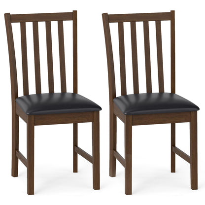 Giantex Wooden Dining Chairs Set of 2, Faux Leather Upholstered Kitchen Chair w/Rubber Wood Legs, Curved Back, Padded Seat, Mid Century Modern Armless Accent Side Chairs for Living Room, Brown