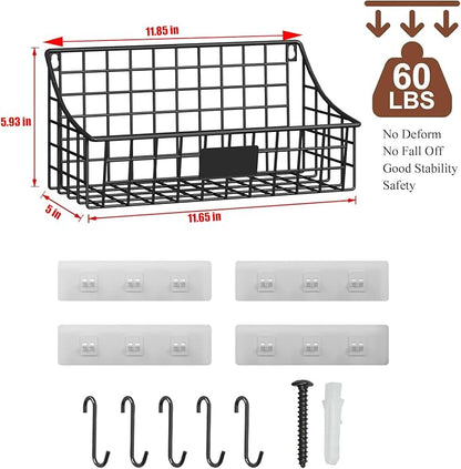 Hanging Wall Wire Basket-4Pack, Large Metal Organizer Baskets & Bathroom Shower