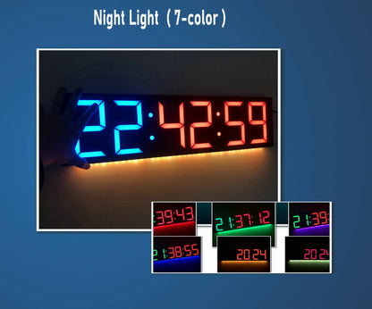 Boyiit 26'' Extra Large Home Gym Timer Clock, Programable Workout Interval Timer, Digital Wall Clock, with 7-Color Night Light, 8 Alarm Clocks, Calendar/Temperature, Countdown & Stopwatch (Red)