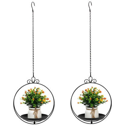 ZYUXUAN Hanging Planters for Indoor Plants, 2 Pack Metal Wall Ceiling Window Plant Hangers Kit with Trays and Chains for Succulents Pothos Herbs Balcony Patio Living Room