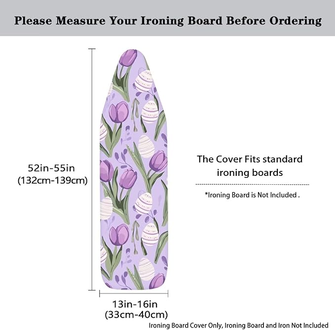Purple Tulips Ironing Board Cover and Pad Elastic Edge Universal Washable