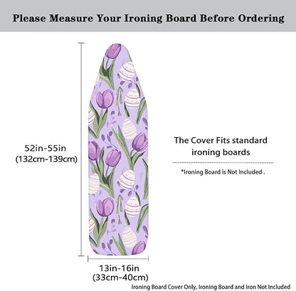 Purple Tulips Ironing Board Cover and Pad Elastic Edge Universal Washable