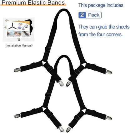 Bed Sheet Holder Straps, Triangle Elastic Mattress Cover Holder Fasteners