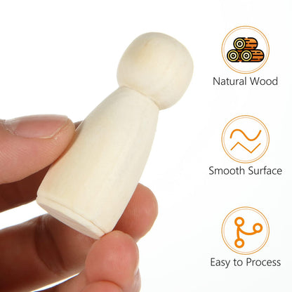 100 Pack Wooden Peg Dolls Unfinished with Box - Wooden People Figures to Paint, Doll Bodies - Decorative Peg Doll People for DIY Art Craft, Painting, Game, Home Party Decor