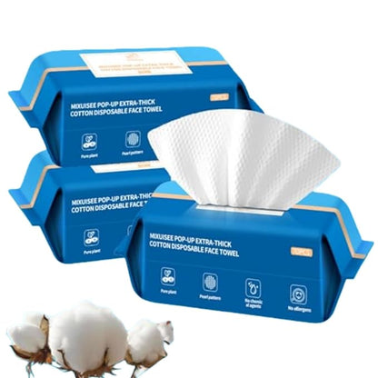 Disposable face towel, MIXUISEE thick and soft face towels, 100% cotton face