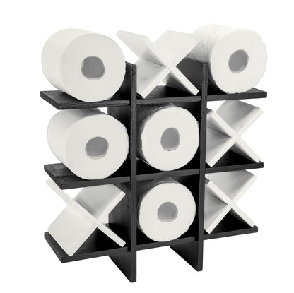 Weysat Tic Tac Toe Toilet Paper Holder Stand Bathroom Wall Decor Rustic Wooden Hanging Storage Freestanding Wall Mounted Shelves Decor for Toilet Tissue Farmhouse