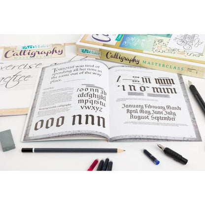 Art Maker Calligraphy Masterclass Kit-3 Nib Starter Kit plus Instructional Book and Practice Pad