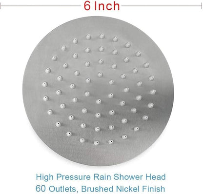 NearMoon Rain Shower Head, Ultra-Thin Design-Pressure Boosting, Awesome Some Experience, High Flow Stainless Steel Rainfall Head (6 Inch,Brushed Nickel)