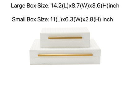 Kingflux White Set of 2pcs Decorative Boxes, Home Storage Boxes Jewelry Organizer, Shelf Orgnizer Box Woment&Men's Accessory Organizer (White)
