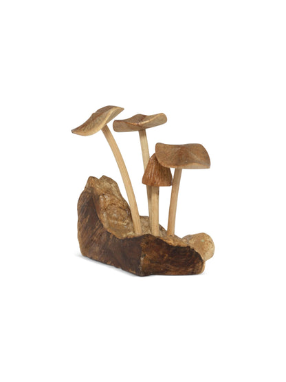 G6 Collection 4" Mini Wooden Mushroom Cluster Figurine (3.5" Wide)