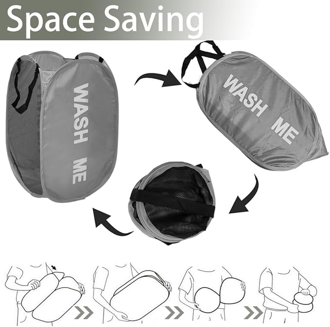Pack of 2 Pop Up Laundry Hamper, Collapsible Laundry Baskets Dirty Clothes