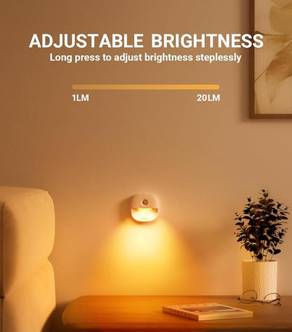 Lyridz Rechargeable Battery Night Light with Motion Sensor, Dimmable Amber Nightlights for Bathroom, Bedroom, Hallway, Stairs, Pet House, 3 Pack