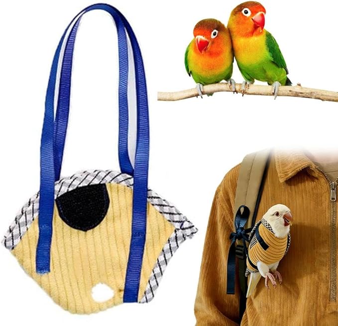 Bird Sling Carrier Bag, Parrot Restrained Vest Escape Resistant Birds Carrier Harness for Budgie, Cockatiel, Green-cheeked Conure, Soft Bird Diaper Flight Suit, for Daily Outdoor & Nail Trimming (L)