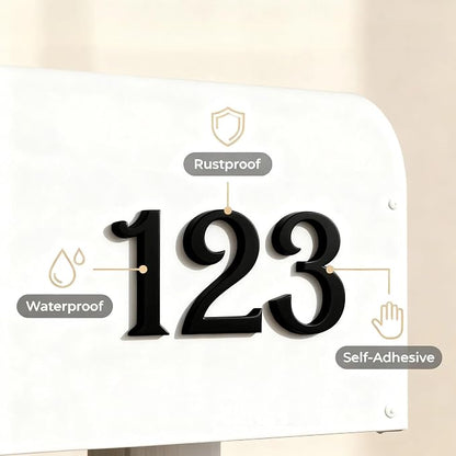 Mailbox Numbers 2 Inch, Black Door Address Number Stickers for Aprtment Office Home Room, Metal Shiny, Indoor or Outside all Suitable. (Dark, 2" - Set of 20)