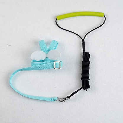 Bird Harness Leash Adjustable Outdoor Training Flying Harness Traction Rope with Cute Wing for Parrots Pigeons Budgerigar Lovebird Cockatiel Mynah (M,Blue)